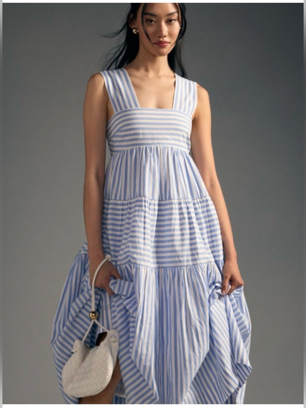Anthropologie Helena Blue White Striped Sleeveless Midi Dress XL NWT - Picture 2 of 5